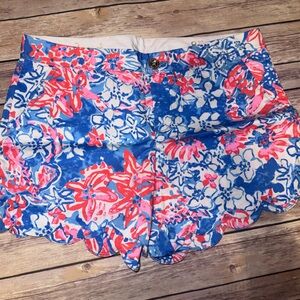 EUC Lilly Pulitzer Pop Buttercup Scalloped Shorts sz 8 red white and blue